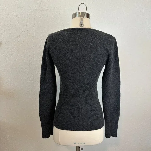Victoria's Secret M Angel Boucle Fitted Charcoal Grey Cozy Warm Sweater - Picture 6 of 7